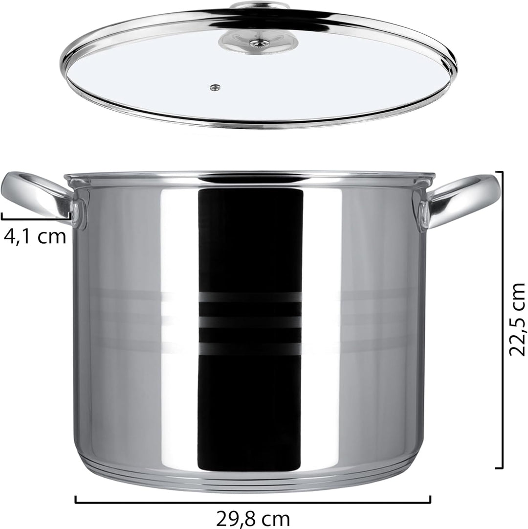 KADAX Kochtopf 13.5L, hoher Topf mit Deckel, Suppentopf aus Edelstahl, Vielseitiger Nudelkochtopf, K