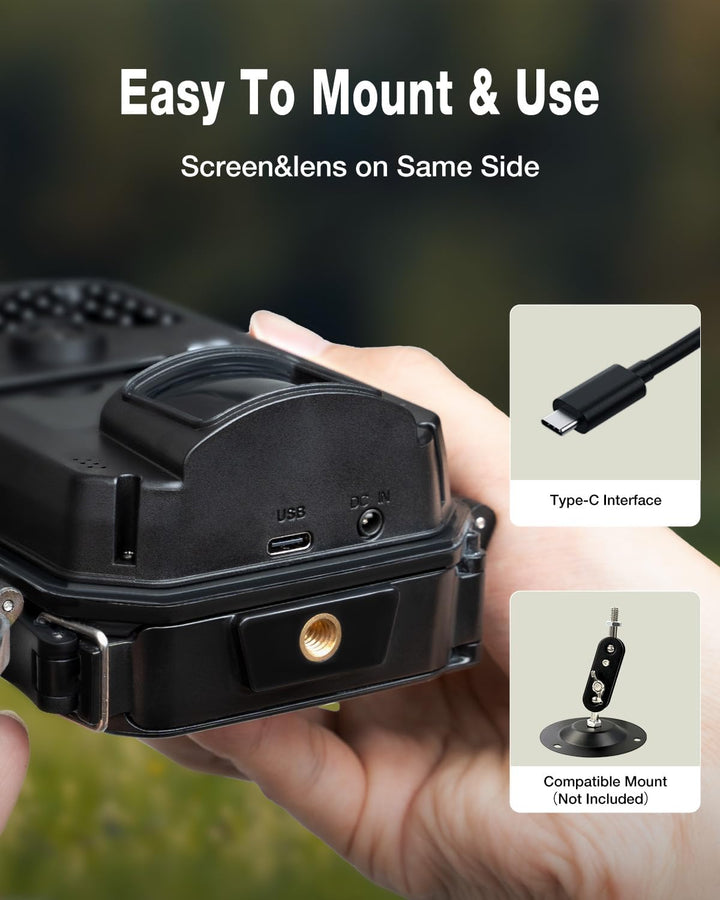 WOLFANG Wildkamera, 4K 48MP Trail Kamera mit 36pcs 940nm IR LEDs Nachtsicht Aktiviert Wasserdicht IP