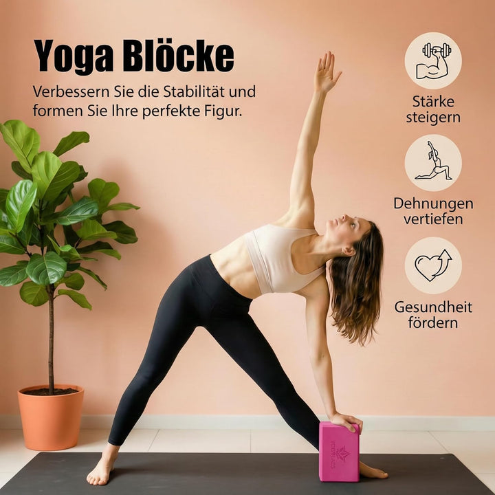 Yogablock aus EVA Schaum – Rutschfester Yoga Block 23 x 15 x 7,5 cm – Stabiler Pilates Block für Yog