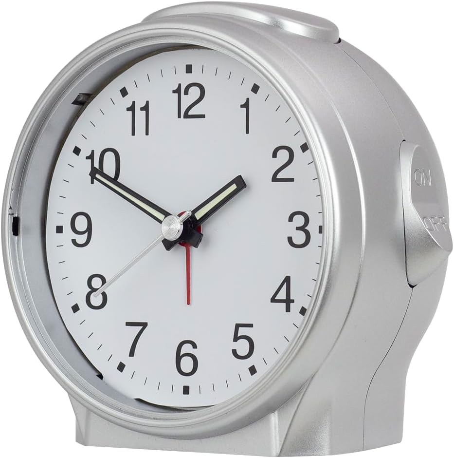 29604-07-Eurotime Quarzwecker mit Schrittsekunde Licht/Snooze, Weckwiederholung, Kunststoffgehäuse u