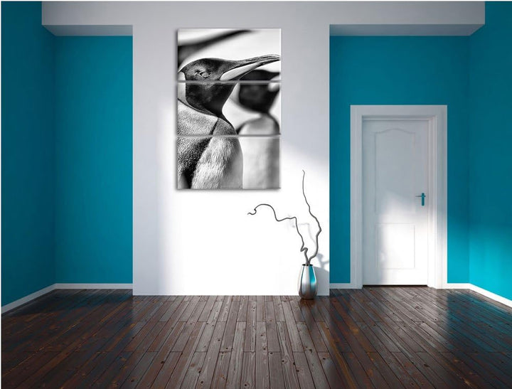 Pinguine / 3-Teilig/Gesamtmass 120cm Leinwandbild bespannt auf Holzrahmen/Wandbild Kunstdruck Dekora