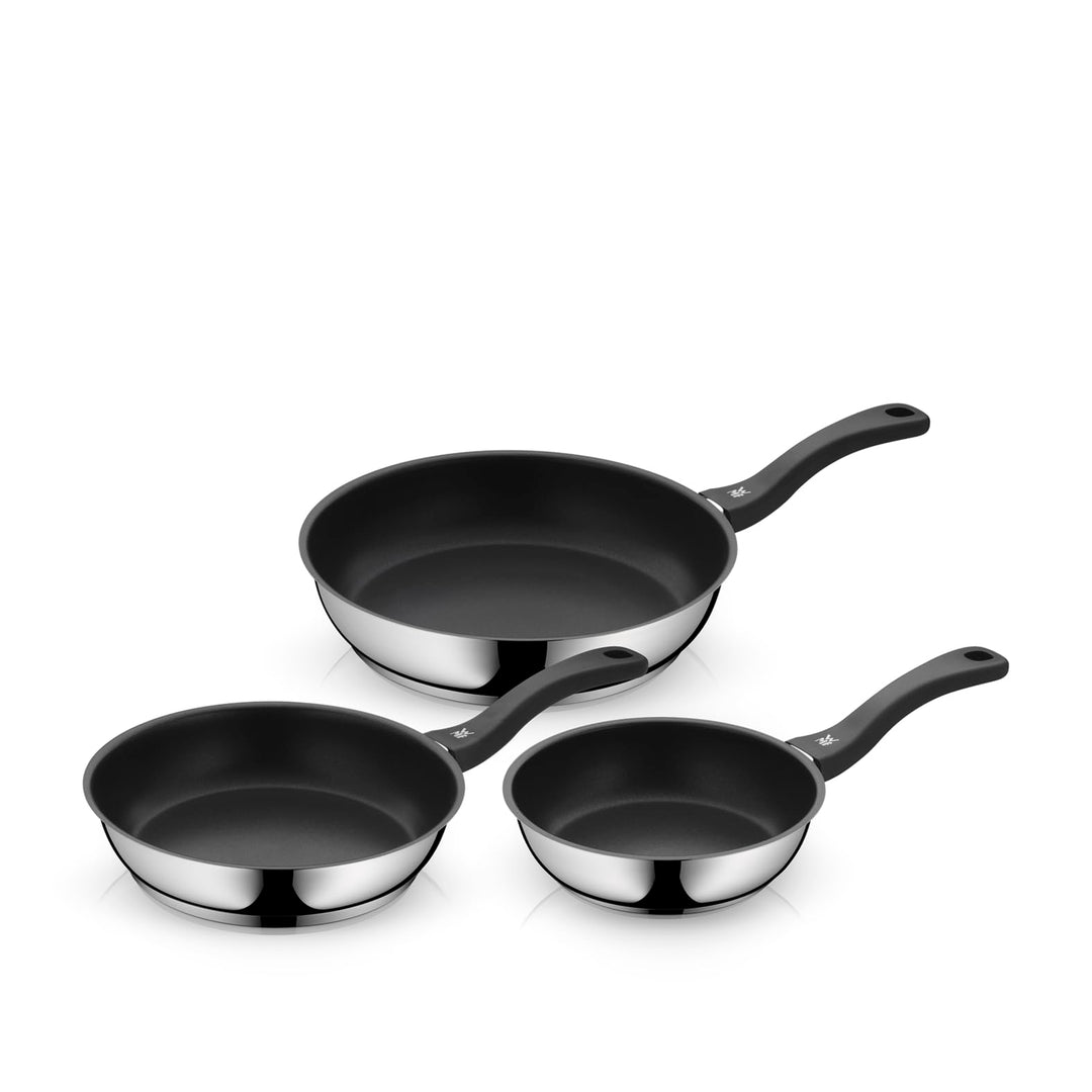 WMF Devil Pfannenset 3-teilig, Silber, Bratpfanne 24, 20, 28 cm, Induktion, Cromargan Edelstahl besc