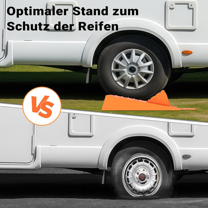 Wiltec Auffahrkeil für Wohnwagen 2 Stück 3,5 t Traglast, Unterlegkeile mit Stopper und Auffahrhilfe,