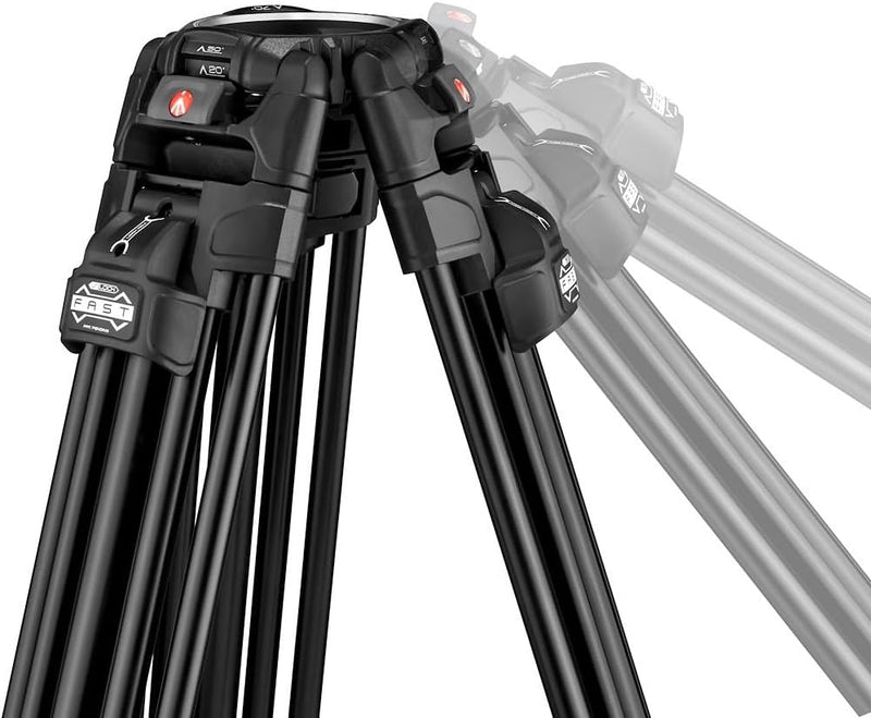 Manfrotto 504X Fluid-Videokopf mit Aluminium 645 Fast Twin Leg Videostativ, Kit mit Fast-Stativ und