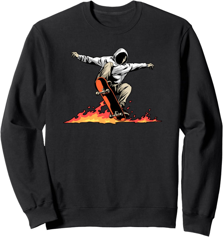 Skateboard Skateboarder Halfpipe Geschenk - Skater Flammen Sweatshirt