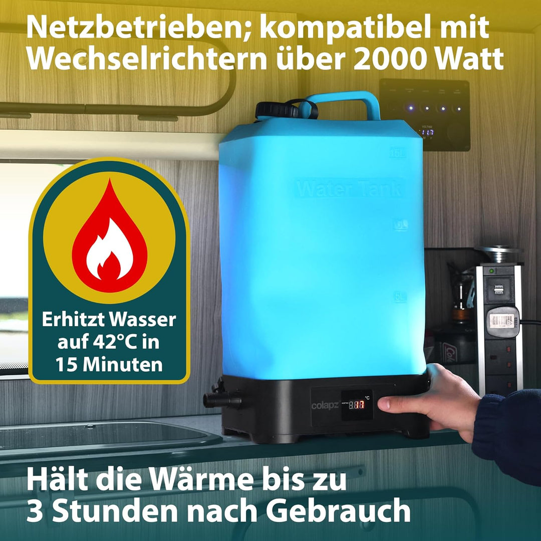 Colapz Tragbare Campingdusche mit Akku & Pumpe – Wiederaufladbare Outdoor Dusche für Camping, Wohnwa