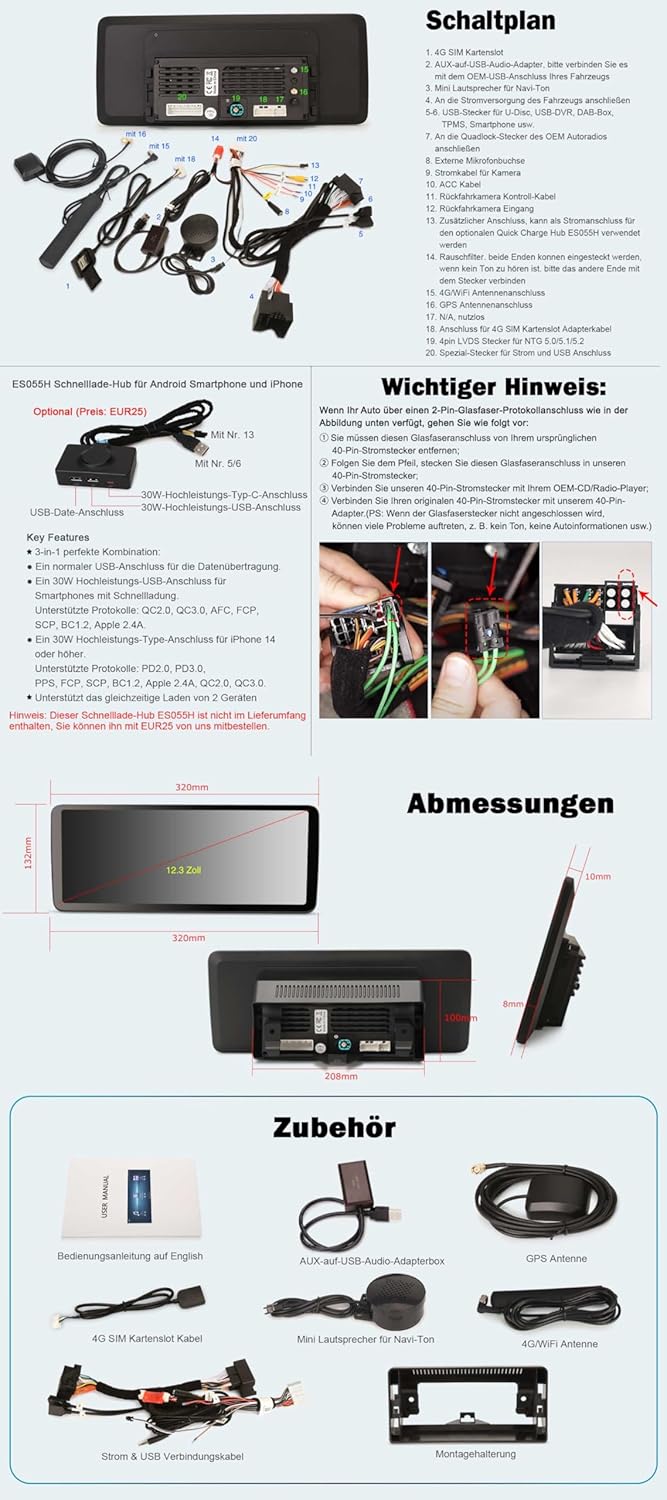 Erisin Qualcomm 8-Kern 8GB+128GB 12.3" Android 16 Autoradio Bluetooth GPS Navi für Mercedes Benz GLA