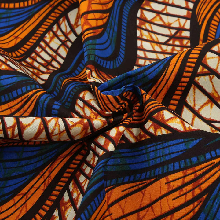 Eujgoov 6 Yards Afrikanischer Polyester-Wachsdruck-Stoff Afrikanischer Stoff für Partykleid DIY Bär