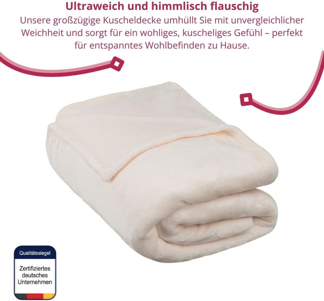 Clinotest XXL Luxus Kuscheldecke 220x240cm – Flauschige Premium Fleecedecke, Schrumpf- und Fussel-Fr