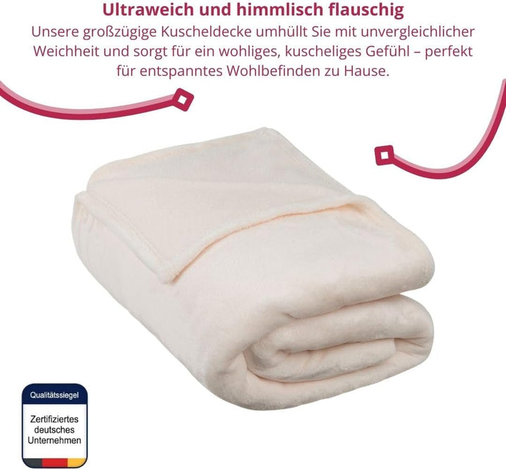 Clinotest XXL Luxus Kuscheldecke 220x240cm – Flauschige Premium Fleecedecke, Schrumpf- und Fussel-Fr