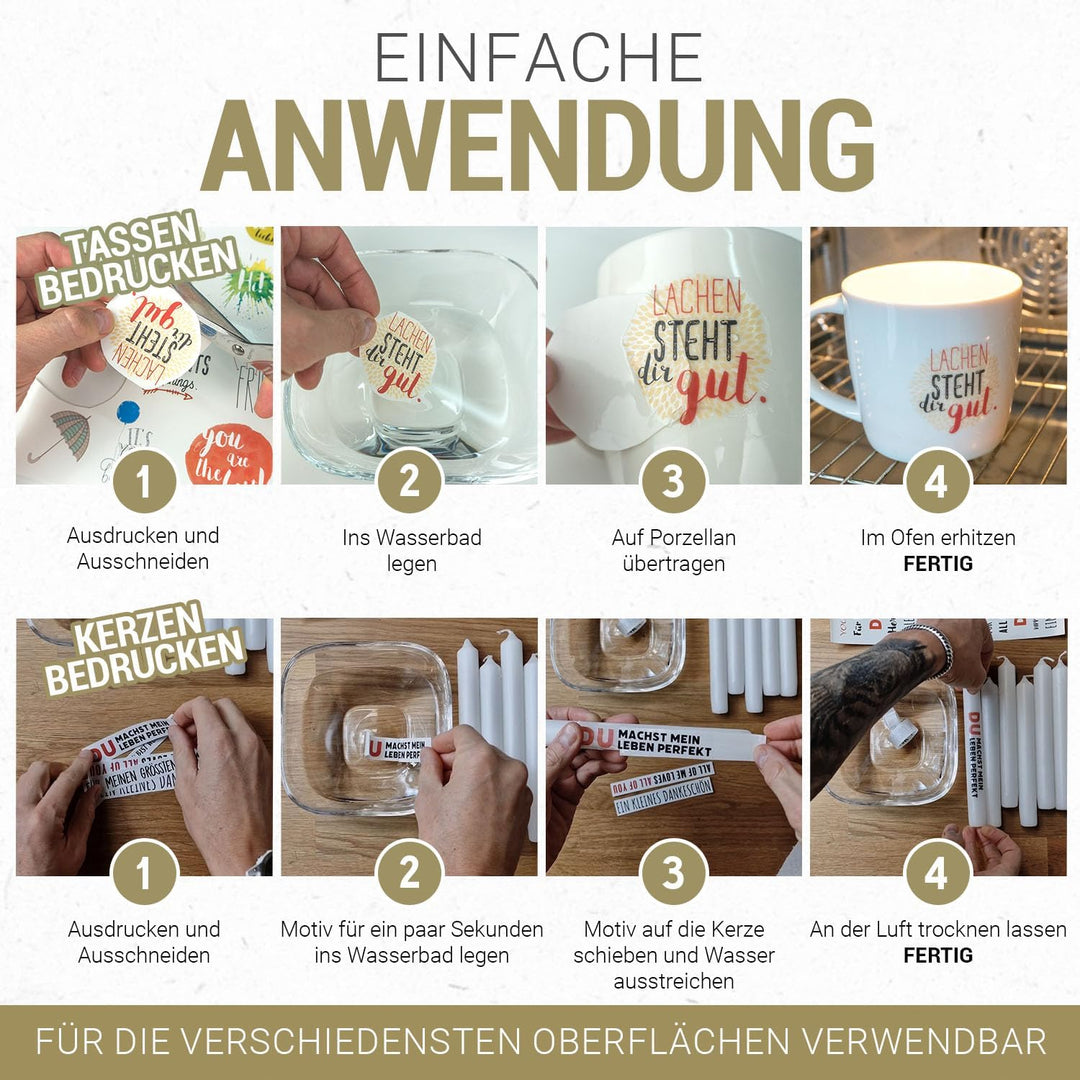 SKULLPAPER® Wasserschiebefolie TRANSPARENT für Laserdrucker - hauchdünn DIY Decal Abziehbild - Nasss