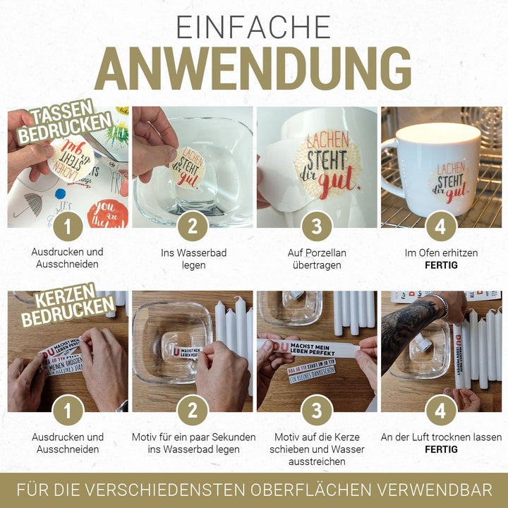 SKULLPAPER® Wasserschiebefolie TRANSPARENT für Laserdrucker - hauchdünn DIY Decal Abziehbild - Nasss