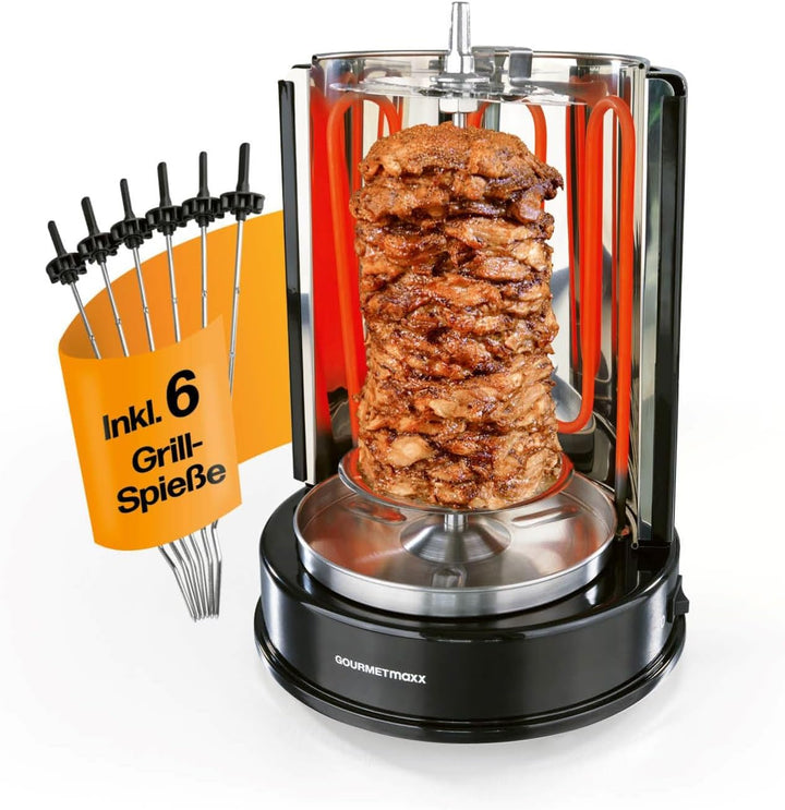 GOURMETmaxx Dönergrill | vertikaler Elektrogrill für Döner, Gyros, Schaschlik | Grill elektrisch mit