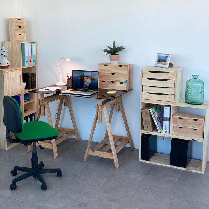 Schubladenbox "Mini Bloc" | Kiefer Massiv | Schubladenwürfel | Organizer aus Vollholz | Korpus Kiefe