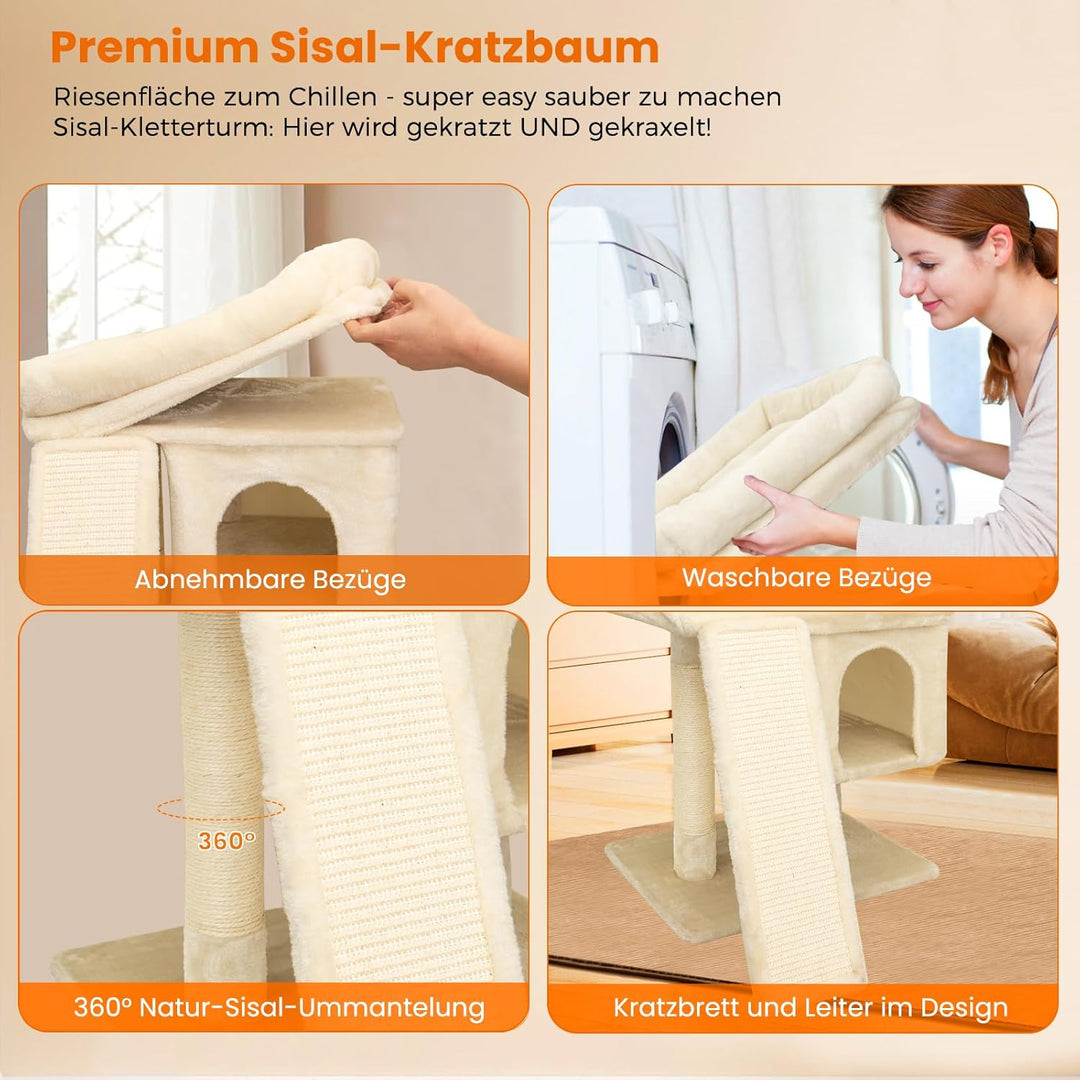 Kratzbaum klein für grosse Katzen XXL - 60cm hoch, Katzenbaum mit extra grosser Plattform (40x50cm)