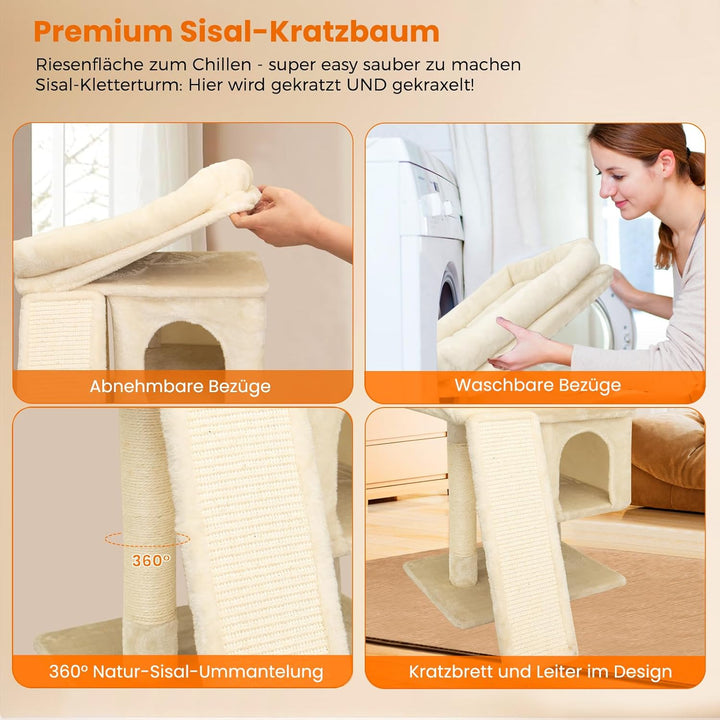 Kratzbaum klein für grosse Katzen XXL - 60cm hoch, Katzenbaum mit extra grosser Plattform (40x50cm)