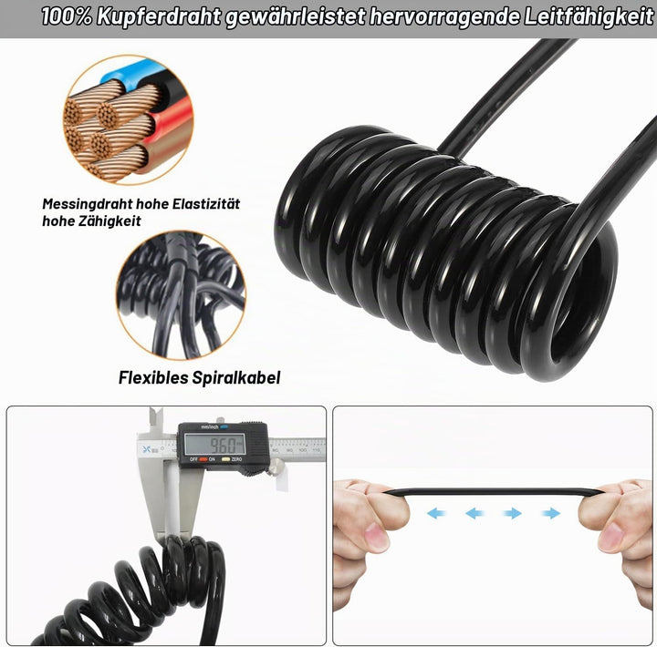 13 polig Anhänger Verlängerungskabel 3m Anhänger Adapterkabel Stecker auf Buchse Kupplung Spiralkabe