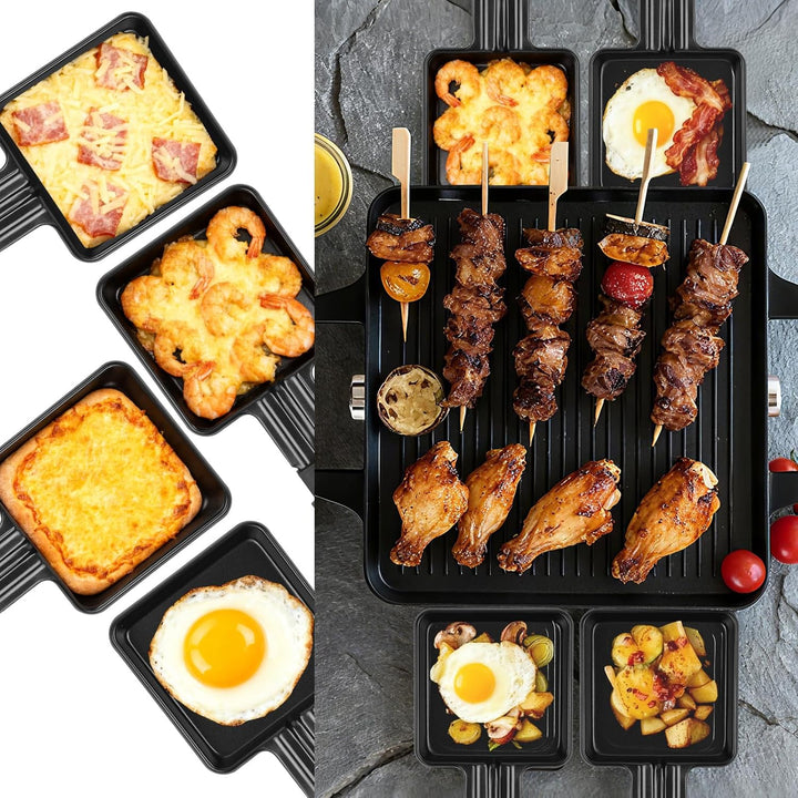 8 Stück Pfännchen für Raclette, Antihaftbeschichtet Grill Pfännchen, Viereckig Mini Raclette für Rac