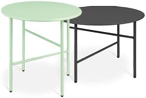 bomoe Runder Beistelltisch Metall Mint Ø 44 cm Tischplatte Kratzfest – Stabiler Wohnzimmer Couchtisc