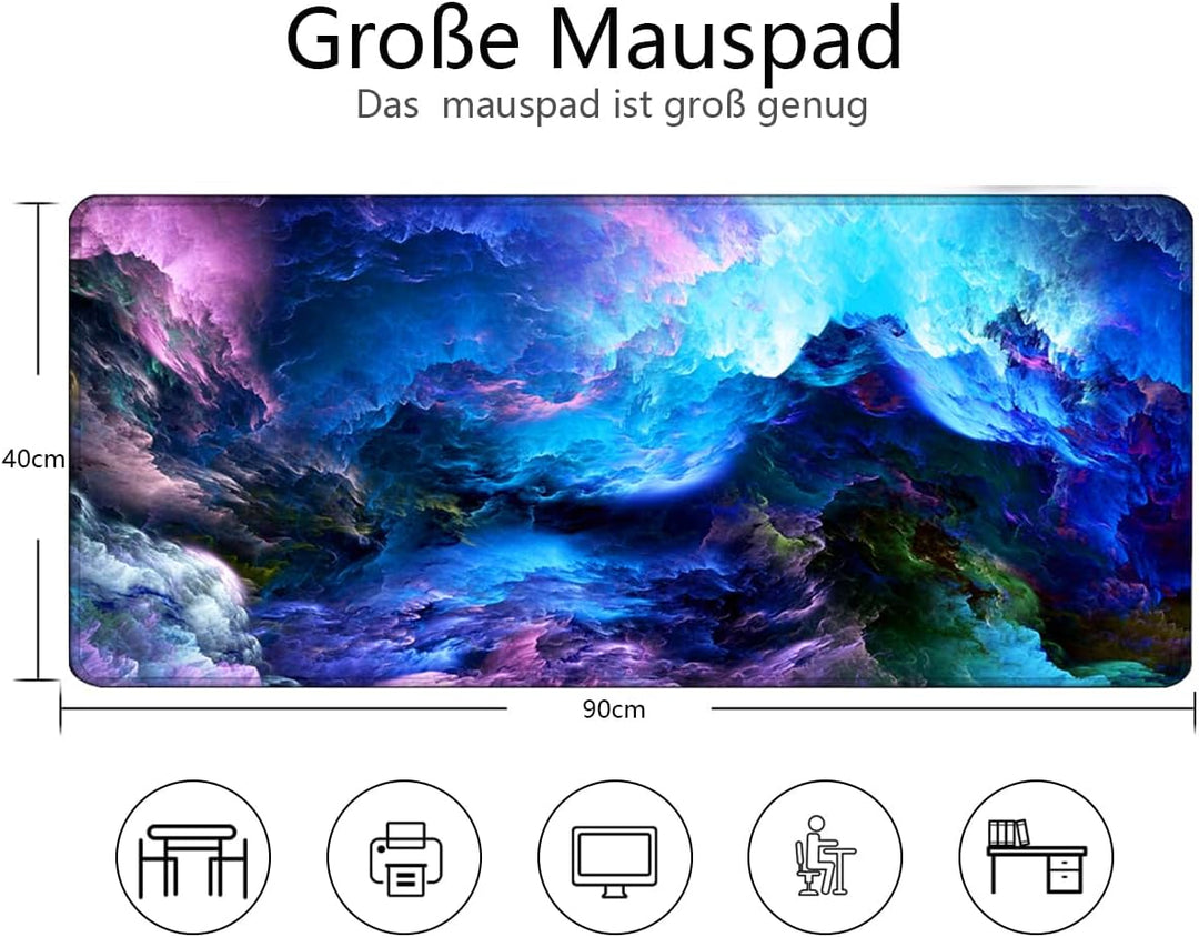 Gaming Mauspad XXL Grosses Mousepad mit vernähten Kanten - Wasserdicht und rutschfest - Verbessert P