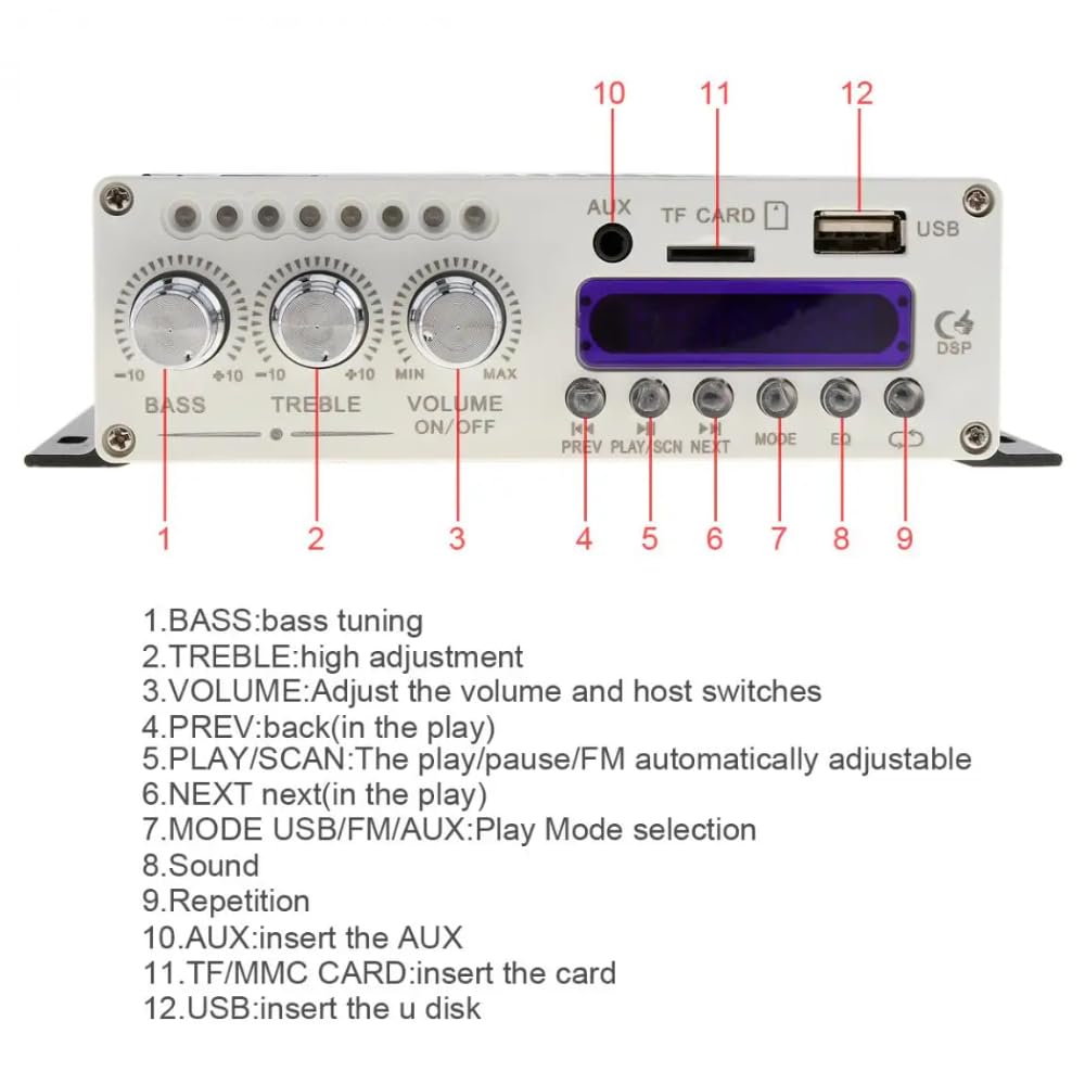 DollaTek Mini Bluetooth Hallo-Fi-Stereo-Audio-AMP Verstärker Bass Booster MP4 12V Unterstützung FM /