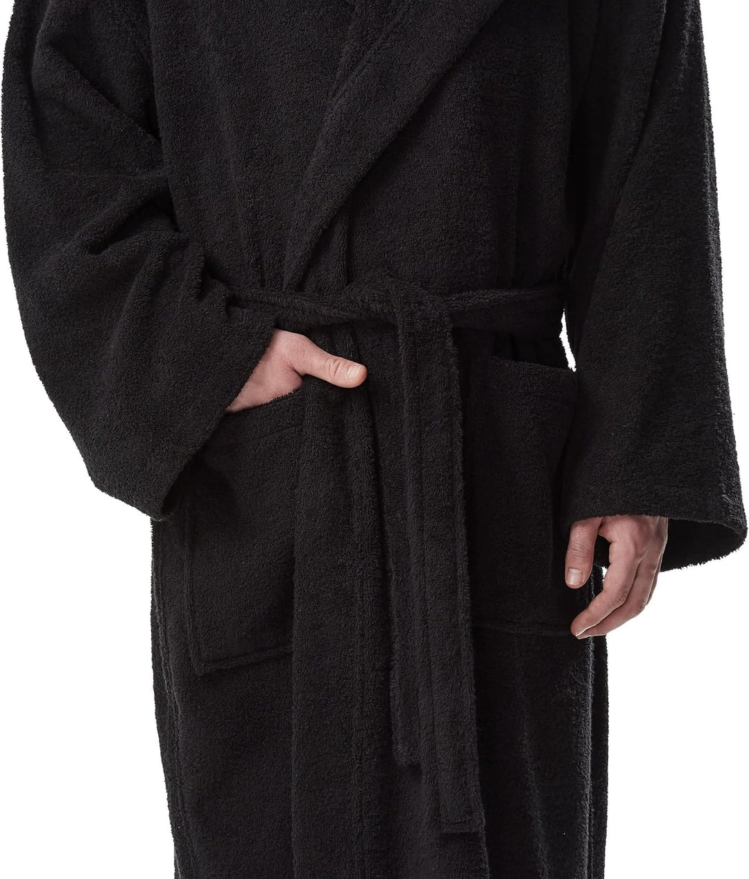 Arus Klassischer Herren-Bademantel mit Kapuze, türkischer Baumwollmantel mit voller Länge L-XL Schwa