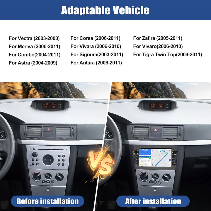 CAMECHO Android 13 Autoradio für Opel Corsa d/Astra h/Zafira b/Meriva/Vivaro Radio mit Navi, 7 Zoll