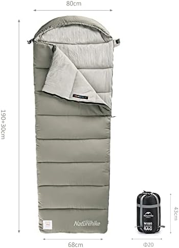 Naturehike Schlafsack mit Kapuze, 3-Jahreszeiten-Schlafsack, Leicht, Tragbar und Spleissbar, Gefüllt