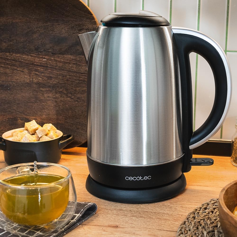 Cecotec Elektrischer Wasserkocher 1,7 L Thermosense 200 Steel. 2200 W, Edelstahlgehäuse, 360° drehba