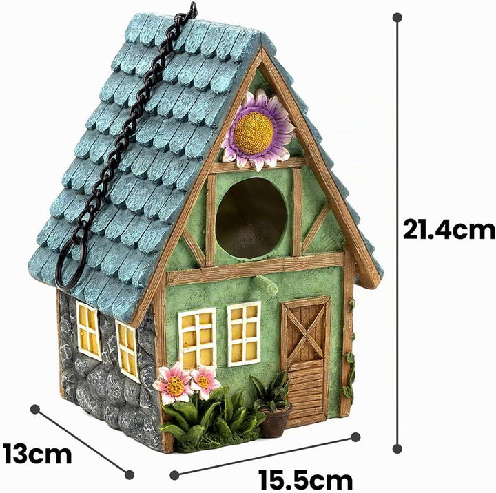 Holz Vogelhaus Nistkasten 21 x 15 x 13cm Mit Dekorativem Holzdach, Haus für Vögel, Vogelhäuschen für