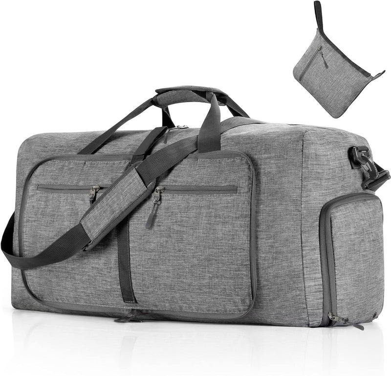 Vomgomfom 65L Reisetasche mit Schuhfach, Grosse Falttasche für Camping, Reisen, Fitness, Grau B Grau