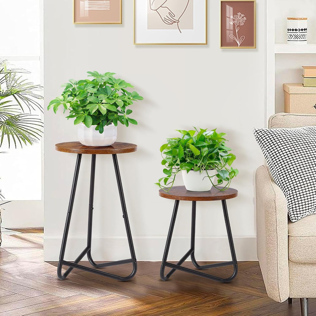 HDANI Rund Pflanzenständer,Blumenständer,Pflanzenregal aus Holz und Metall,Modernes Regal für Zimmer