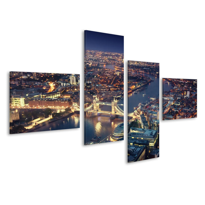 islandburner Bild Bilder auf Leinwand London bei Nacht mit städtischen und Tower Bridge Wandbild, Po