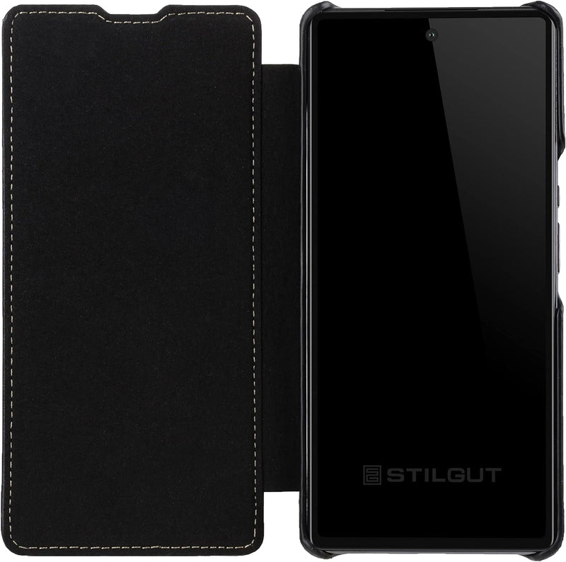 STILGUT Book Case kompatibel mit Google Pixel 6 Hülle aus Leder zum Klappen, Klapphülle, Handyhülle,