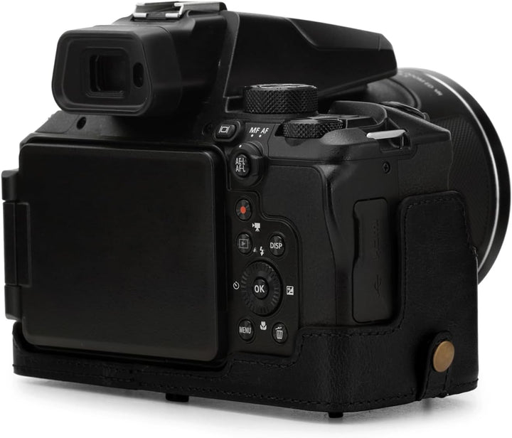 MegaGear Schutzhülle aus Kunstleder kompatibel mit Nikon Coolpix P950 - Schwarz, Schwarz