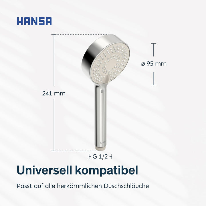 HANSA BASICJET Duschkopf mit 3 Strahlarten I Handbrause Dusche I Anti-Kalk Funktion I Brausekopf 95