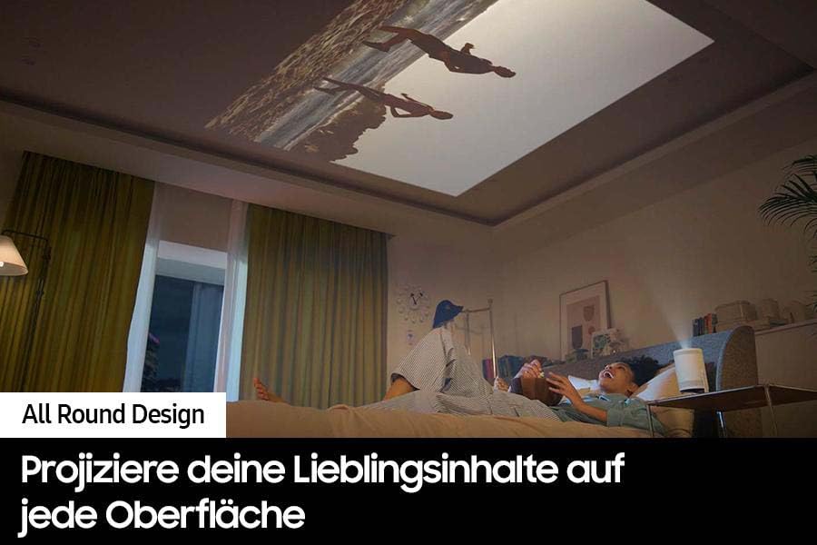Samsung The Freestyle Tragbarer LED-Projektor, Full HD, HDR10, Beamer mit All Round Design, Auto Set