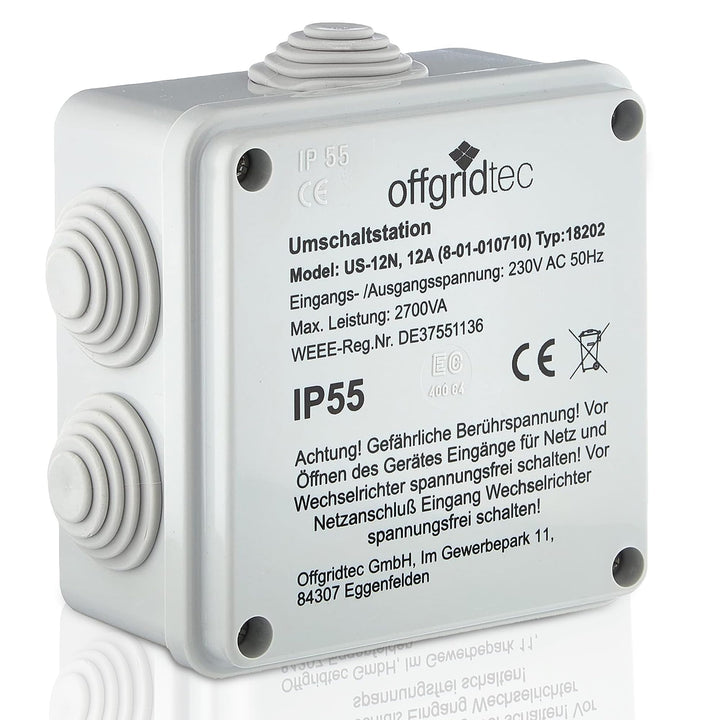 Offgridtec Umschaltstation für Netzvorrangschaltung USV Betrieb US230/12 12A 2700W 230VAC 12A /