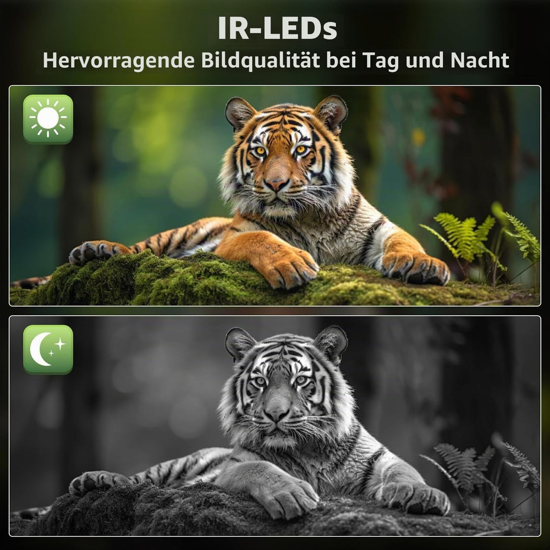 Wildkamera 4K, 48MP Ultra HD Video Wildkamera mit Handyübertragung App, WLAN Wild-Kamera mit Bewegun
