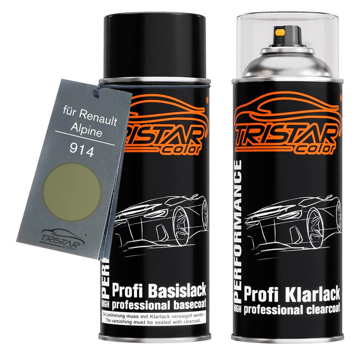 TRISTARcolor Autolack Spraydose für Renault 914 Mousse Metallic + Klarlack | für Renault / Alpine, S