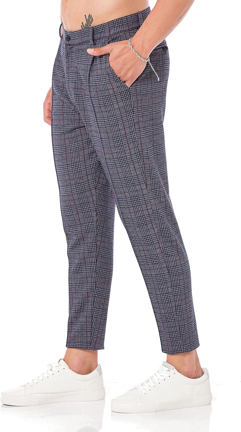 Redbridge Herren Jogginghose im Chino Hosen Style Jogger Hose Freizeithose kariert S Navyblau-grau,
