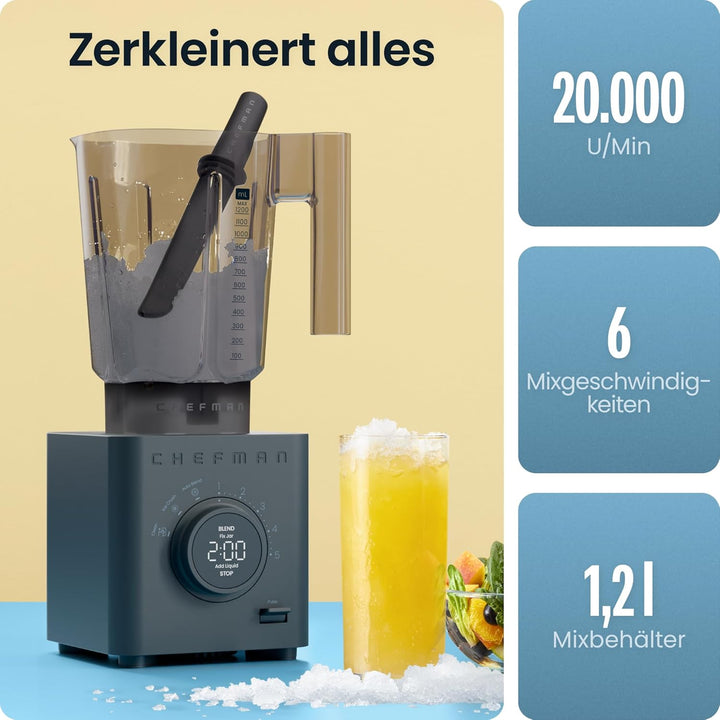 Chefman Obliterator 1.2L Standmixer für Smoothies, 1380W Motor zum Zerkleinern von Eis, Nüssen und g