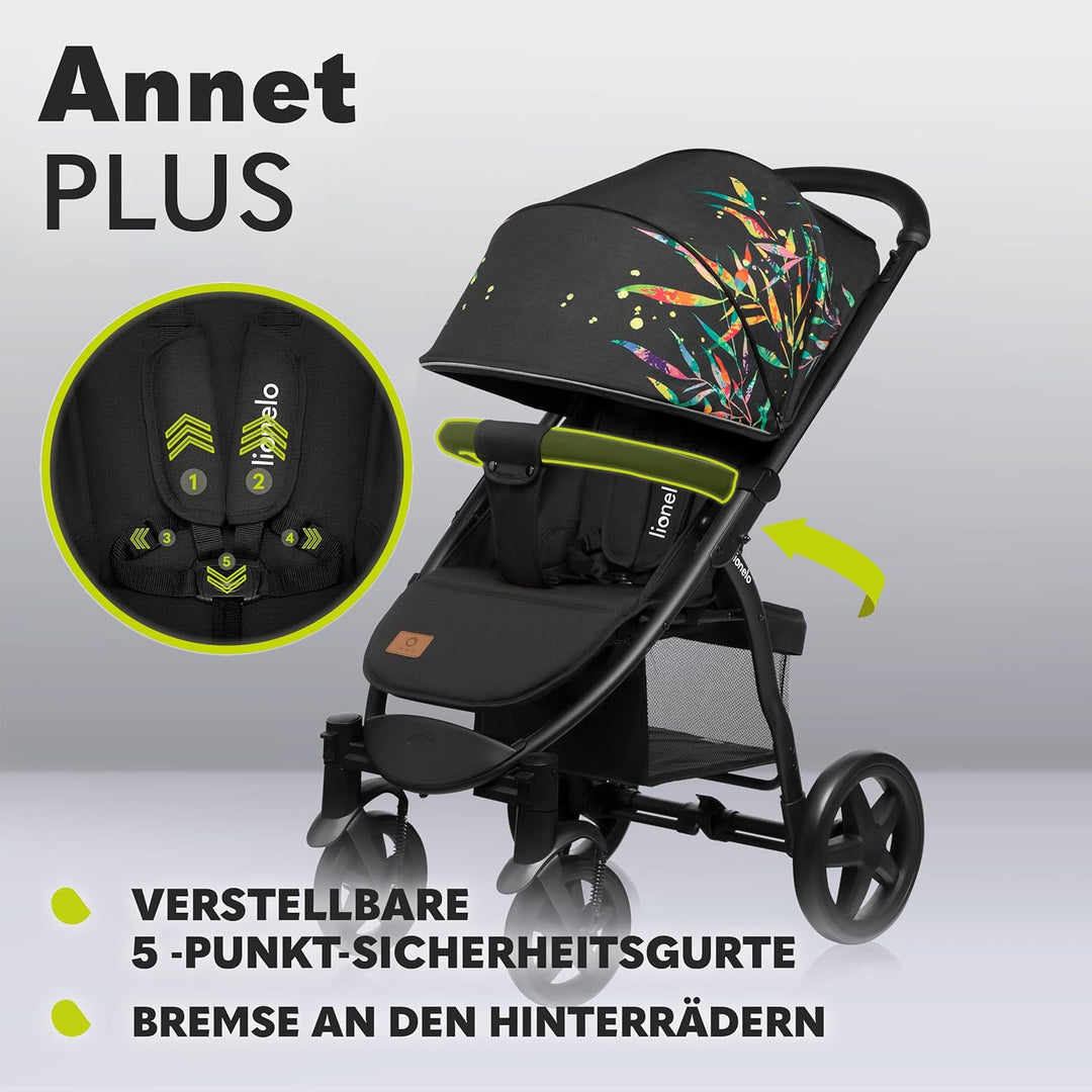 LIONELO Annet Plus Buggy bis 22 kg mit Liegefunktion, Kinderwagen klein zusammenklappbar mit Zubehör