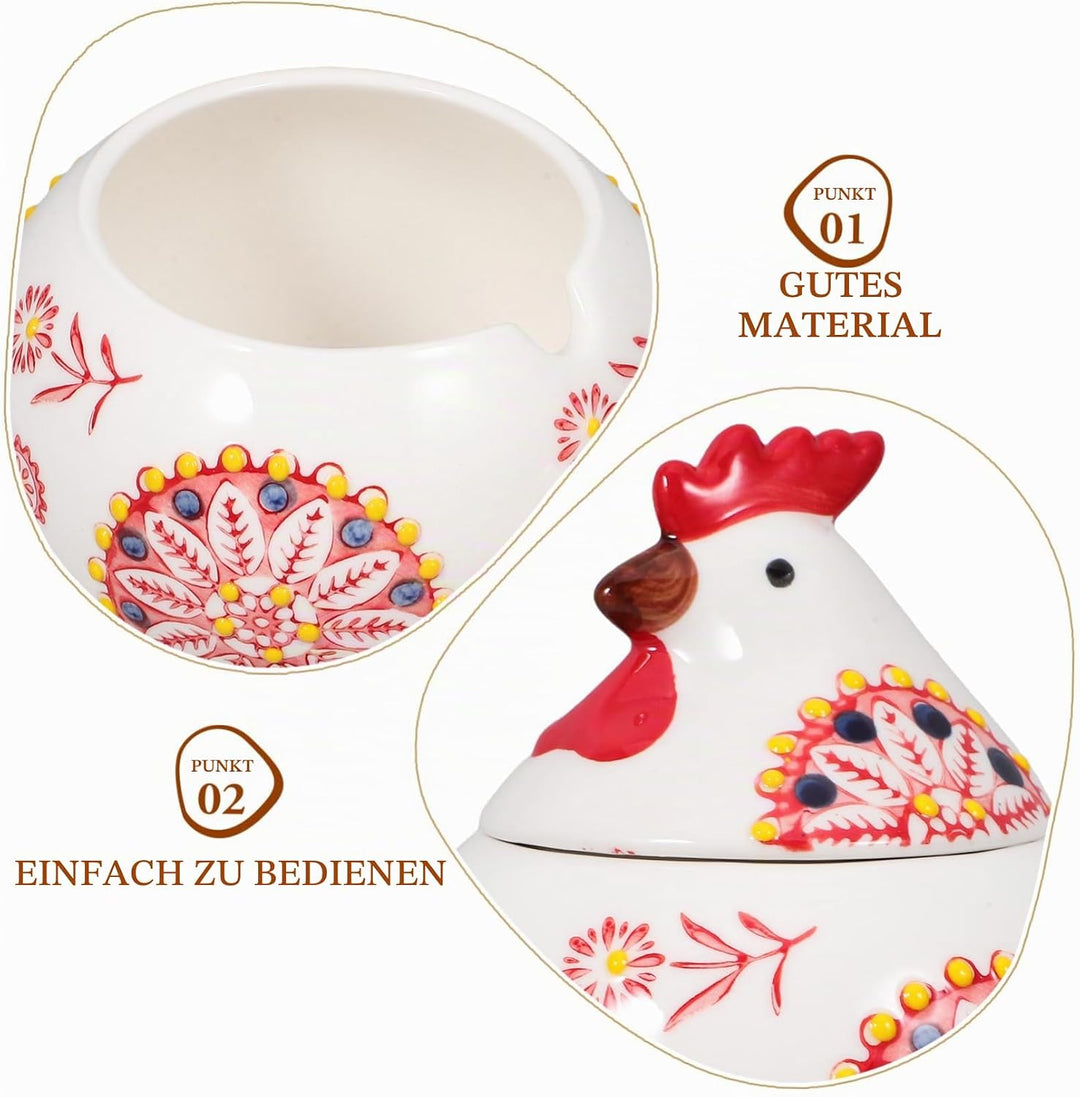 Keramik Vorratsdose HüHnerform Mit Deckel Und LöFfel HüBsches GewüRzglas FüR KüChe Aufbewahrung Von
