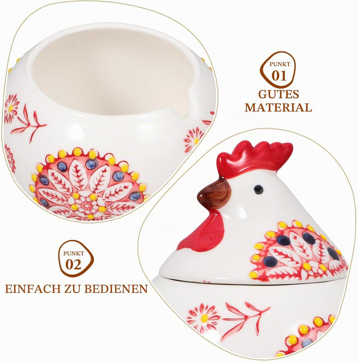 Keramik Vorratsdose HüHnerform Mit Deckel Und LöFfel HüBsches GewüRzglas FüR KüChe Aufbewahrung Von