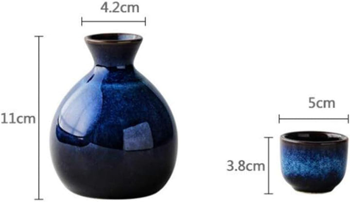 Lurrose Japanisches Sake-Set aus Keramik, bestehend aus 1 Tokkuri-Flasche und 4 Ochoko-Tassen für he
