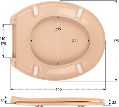 'aquaSu® Antibakterieller WC-Sitz mit Absenkautomatik Siena | Toilettendeckel in Beige | Duroplast T