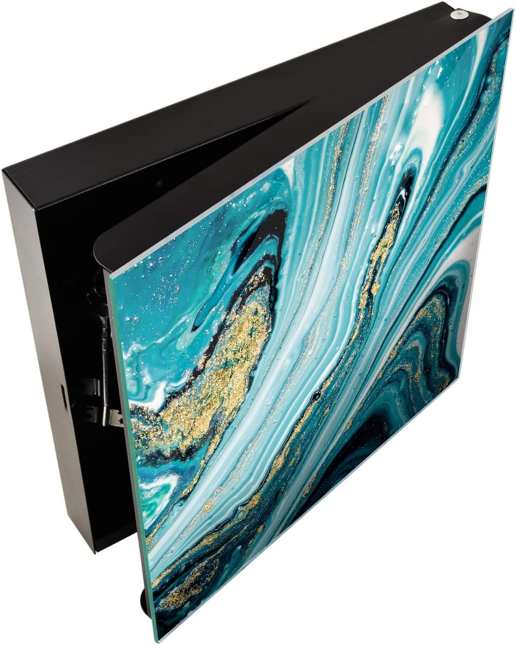 Concept Crystal Dekorative Key Box mit magnetischer, trocken abwischbarer Glastafel KN03: Bunte Abst