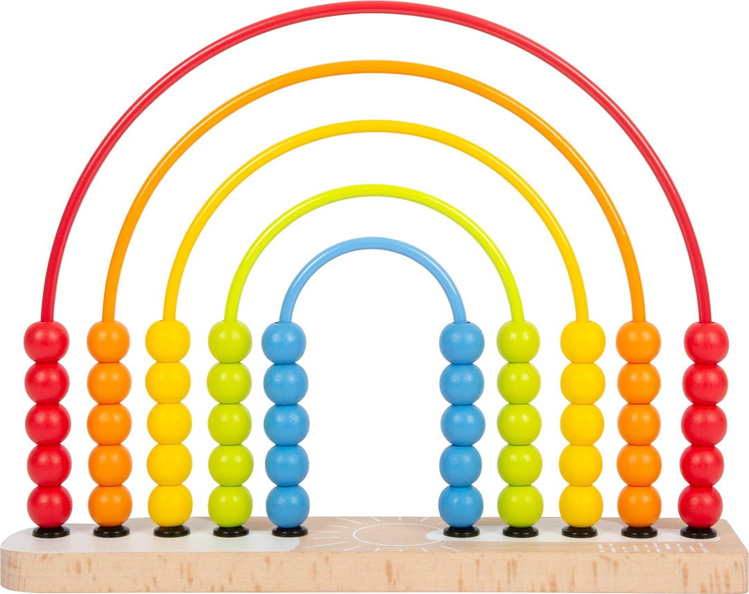 small foot Motorikschleife und Abakus, ab 12 Monaten, in Regenbogenfarben, mit 50 bunten Holzperlen,