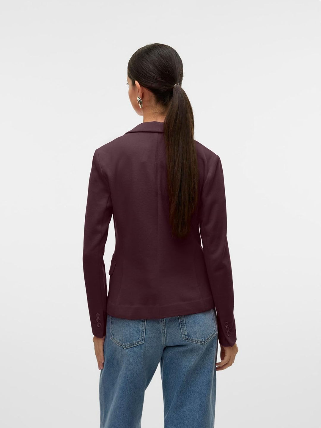 VERO MODA Damen Vmjulia Ls DNM Noos Blazer 34 Winetasting, 34 Winetasting